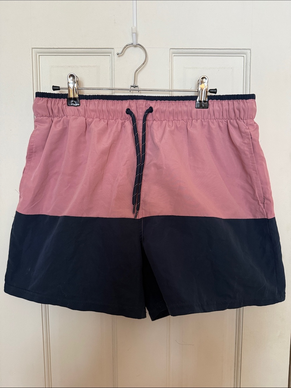 OP Two-Tone Pink and Navy Swim Trunks